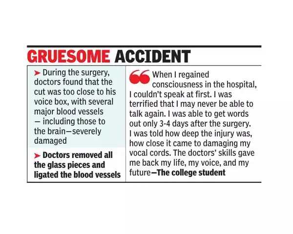 Helmetless rider ends up with 33 glass pieces in throat after accident, gets back original voice after surgery