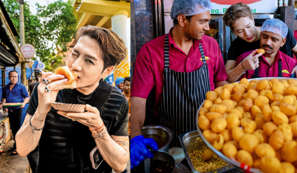 ​Jackson Wang eating street food​: Photos by: Prathamesh Bandekar