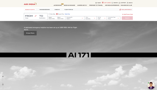 Air India website