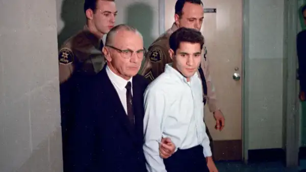 Sirhan Sirhan in custody with his attorney, June 1968 (AP image)
