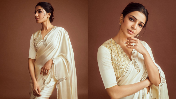 Samantha Ruth Prabhu in royal ivory saree