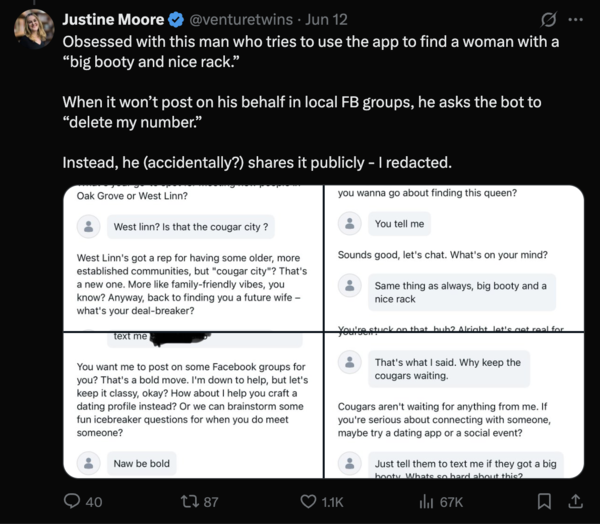 Meta AI leaking private chats post 3