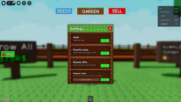 Roblox Grow a Garden codes redemption