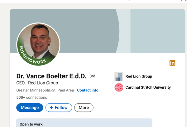 Vance Luther Boelter's LinkedIn profile