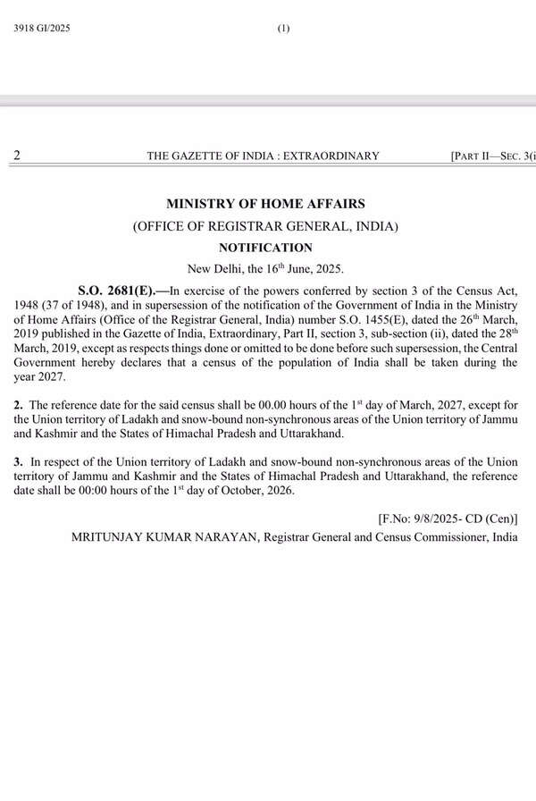 MHA notification on Census MHA notification on Census