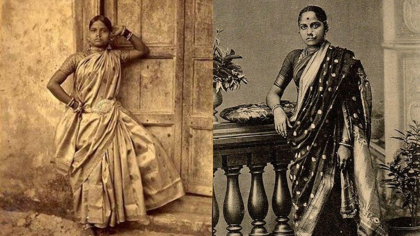 Vintage pictures of women in Paithani sarees