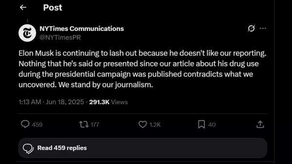 NYT responds to Musk's drug test report