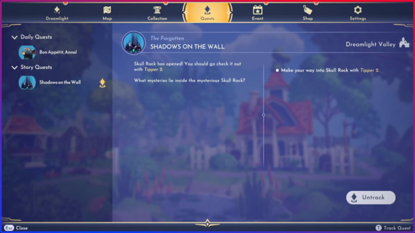 Shadows on the Wall Quest in Disney Dreamlight Valley