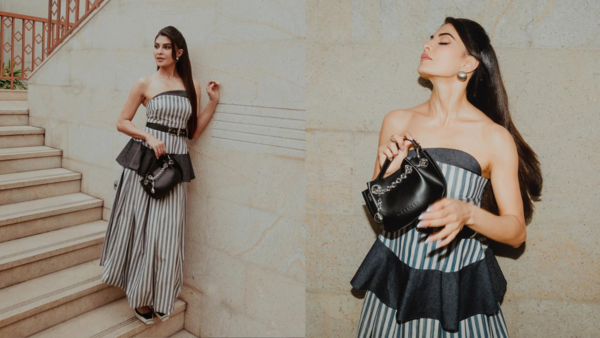 Jacqueline Fernandez’ striped print attire