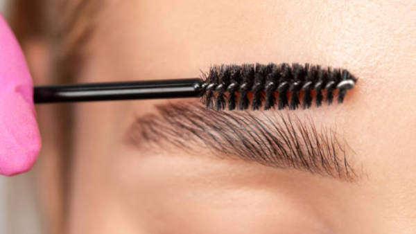 A thick eyebrow