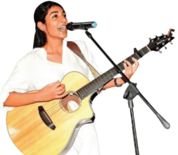 Singer-song writer Priyanka Nath delivering a solo performance