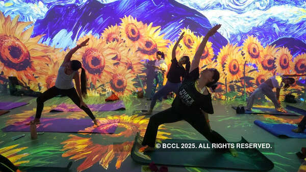 Art met asana at the Van Gogh exhibit in Delhi Art met asana at the Van Gogh exhibit in Delhi