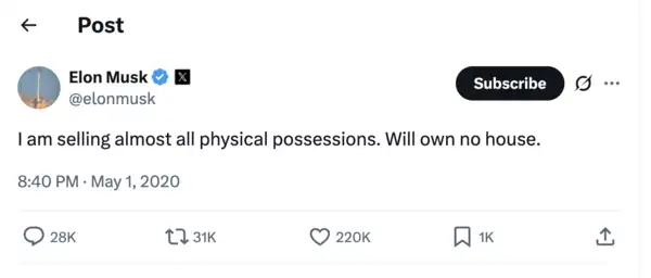 Elon Musk's X Post