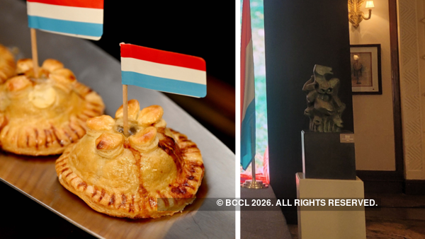 Traditional rieslingspaschtéit and one of Amarnath Sehgal's sculptors