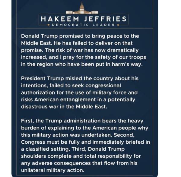 Hakeem Jeffries statement Hakeem Jeffries statement