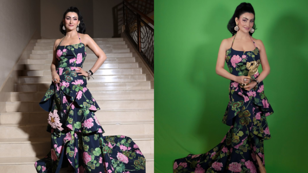 Shalini turned up in an floral Oscar de la Renta gown