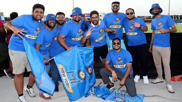 MI New York fans during a match in the Major League Cricket. (Sportzpics) MINY MLC Sportzpics