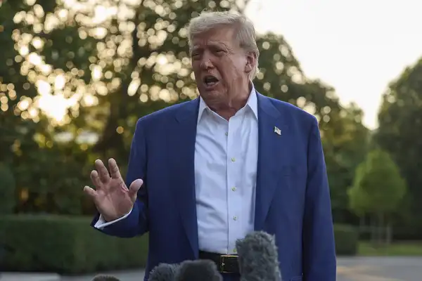 President Donald Trump speaks with reporters before boarding Marine One on the South Lawn of the White House, Tuesday, June 24, 2025, in Washington. (AP Photo/Evan Vucci) Donald Trump