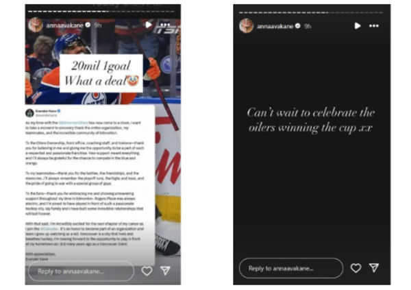 Evander Kane's ex-wife Anna reacts to his trade from Oilers to Canucks