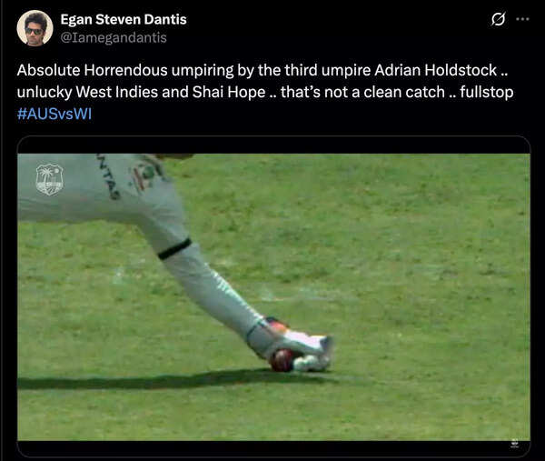 An X user in the West Indies vs Australia First Test. Screenshot 2025-06-27 at 09.27.42