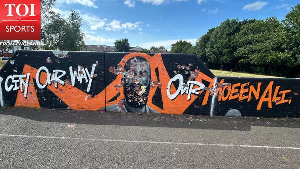 One of the streets of Birmingham is painted a Moin Ali mural. (Sahil Malhotra) Moin Ali Bhitti