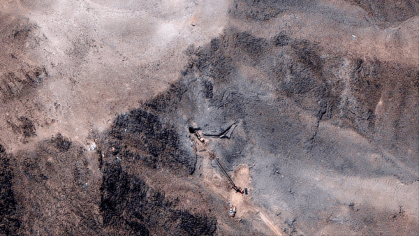 This handout satellite image provided by Maxar Technologies and dated June 29, 2025 shows a close view of activity at the ventilation shaft at the Fordow Fuel Enrichment Plant (FFEP) complex, about 30 kilometres north of Qom in central Iran. (Pic credit: AFP) Iran 2