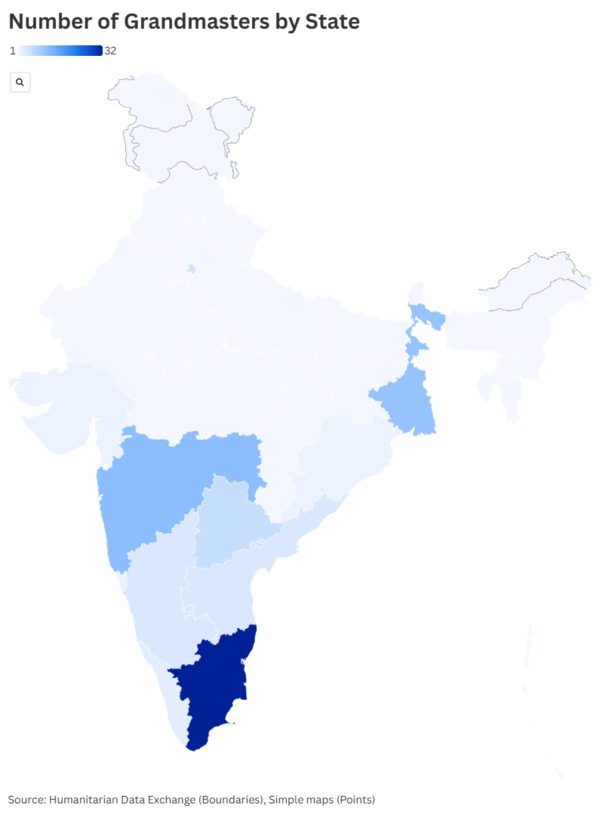 Number of Grandmasters by states Number of Grandmasters by states