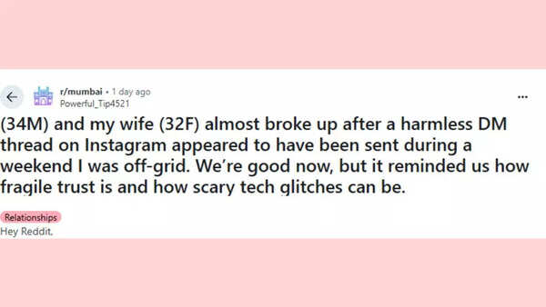 The man shared the details on the relationships sub-thread of Reddit