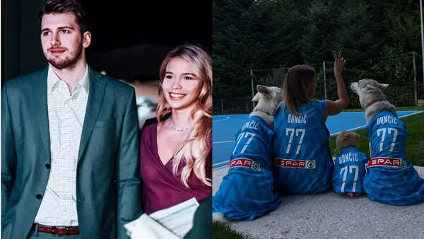 Luka Doncic, Anamaria Goltes and their dogs