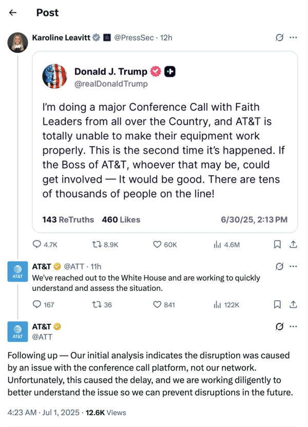 Trump'S complaint to AT&T