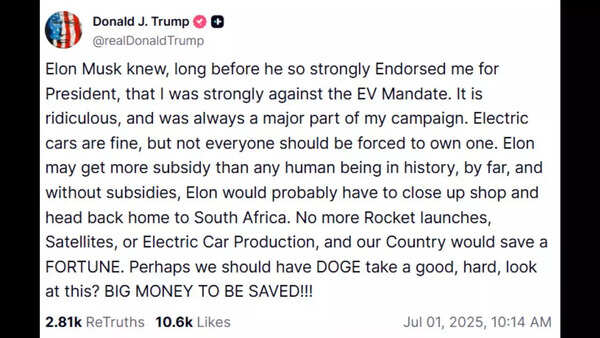 Donald Trump warns Elon Musk
