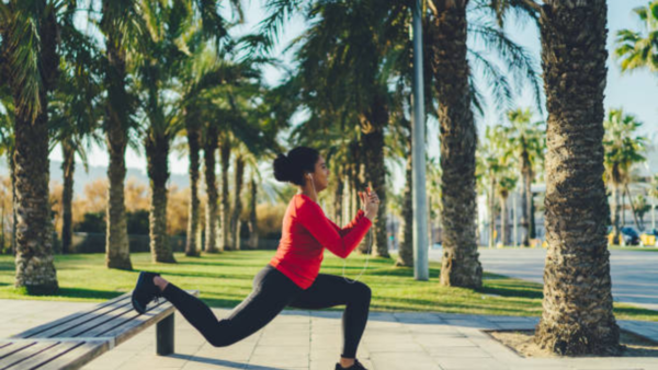Bench squats (quads, glutes, hamstrings)