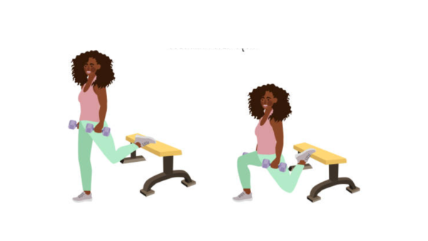 Bench lunges (glutes, quads, balance)