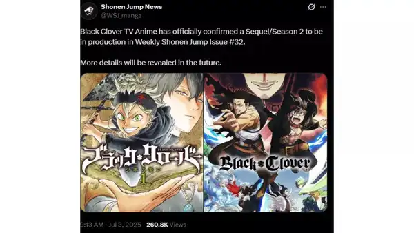 Fuente: x La secuela de Black Clover ingresa oficialmente a la producción después de 2021