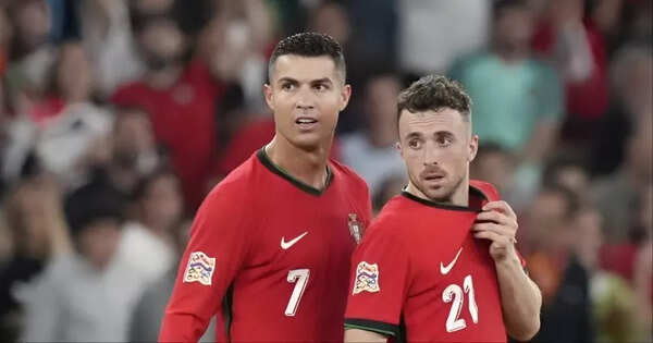 Cristiano Ronaldo shared a emotional message after a tragic car accident death in Spain. Cristiano Ronaldo and Dioogo Jota (from left) I credits: x/@e7ernamente