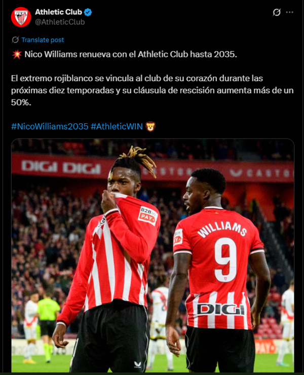 Athletic club on X Nico Williams