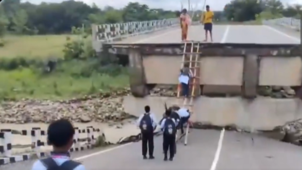 Safety sacrificed: Children risk their lives, cross raging river on ...