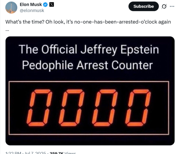 Elon Musk X post Screenshot 2025-07-07 140103