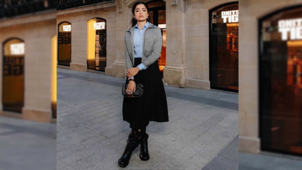 Rashmika's Paris look for Onitsuka Tiger’s store launch