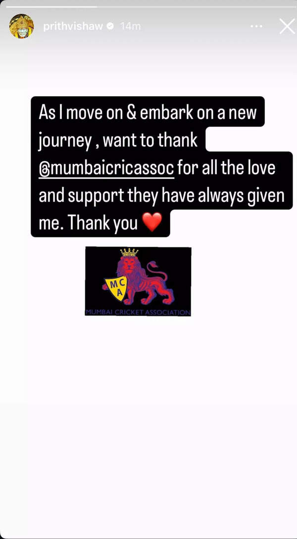 Prithvi Shaw's Instagram Post Prithvi Shaw