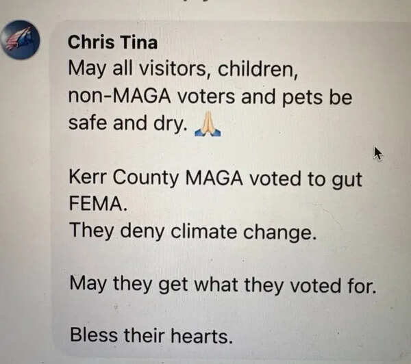 The pediatrician from Texas fired for the post on flood. The pediatrician from Texas fired for the post on flood.