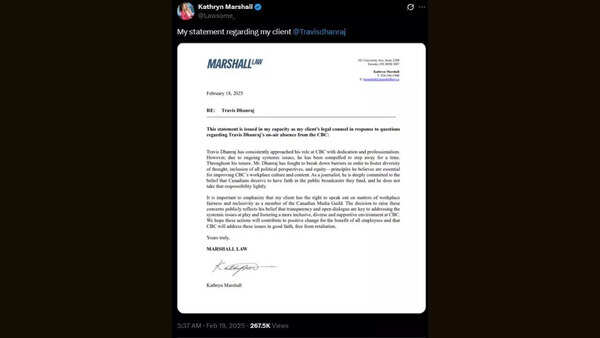 Source: X <strong>Dhanraj’s lawyer details toxic work environment at CBC</strong><br>