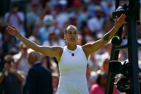 Aryna Sabalenka celebrates winning match point against Laura Siegemund of Germany (Image by Hannah Peters/Getty Images) Aryna Sabalenka