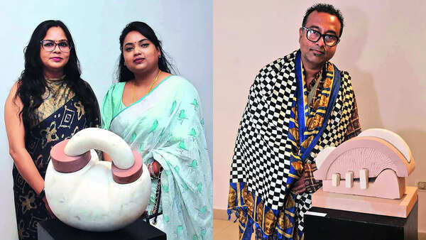 (L) Amrita Jaiswal and Kajal Maurya (R) Sanjoy Majumder