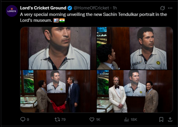Sachin Tendulkar's picture at Lord's Museum (Scrabgab through X) Sachin Tendulkar