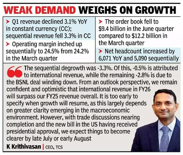 TCS Q1 revenue falls 3%, 1st drop in over 4 yrs