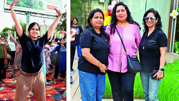 (L) Vandana Pandey (R) Vertika, Ruchi and Meenu