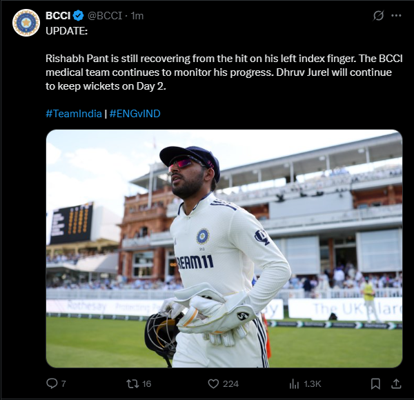 Dhruv Jurel update by BCCI on X (Image via Screengrab) Dhruv Jurel