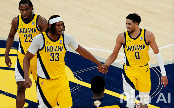 Myles Turner with his teammates