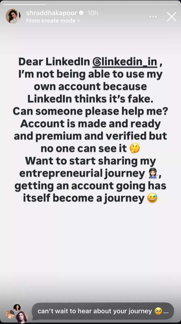Shraddha Kapoor's LinkedIn account is FAKE? Actress pens hilarious plea:  'Want to share my entrepreneurial journey…' | Hindi Movie News - Times of  India